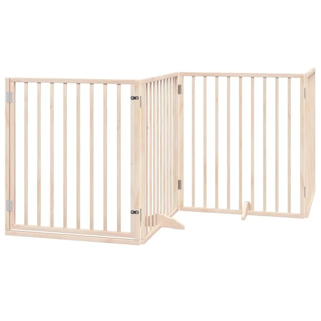Dog Gate Foldable 4 Panels 320cm Poplar Wood Pet Safety Barrier Door Enclosure