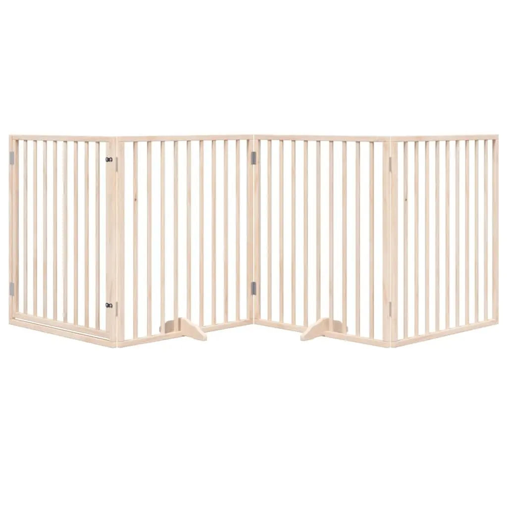 Dog Gate Foldable 4 Panels 320cm Poplar Wood Pet Safety Barrier Door Enclosure