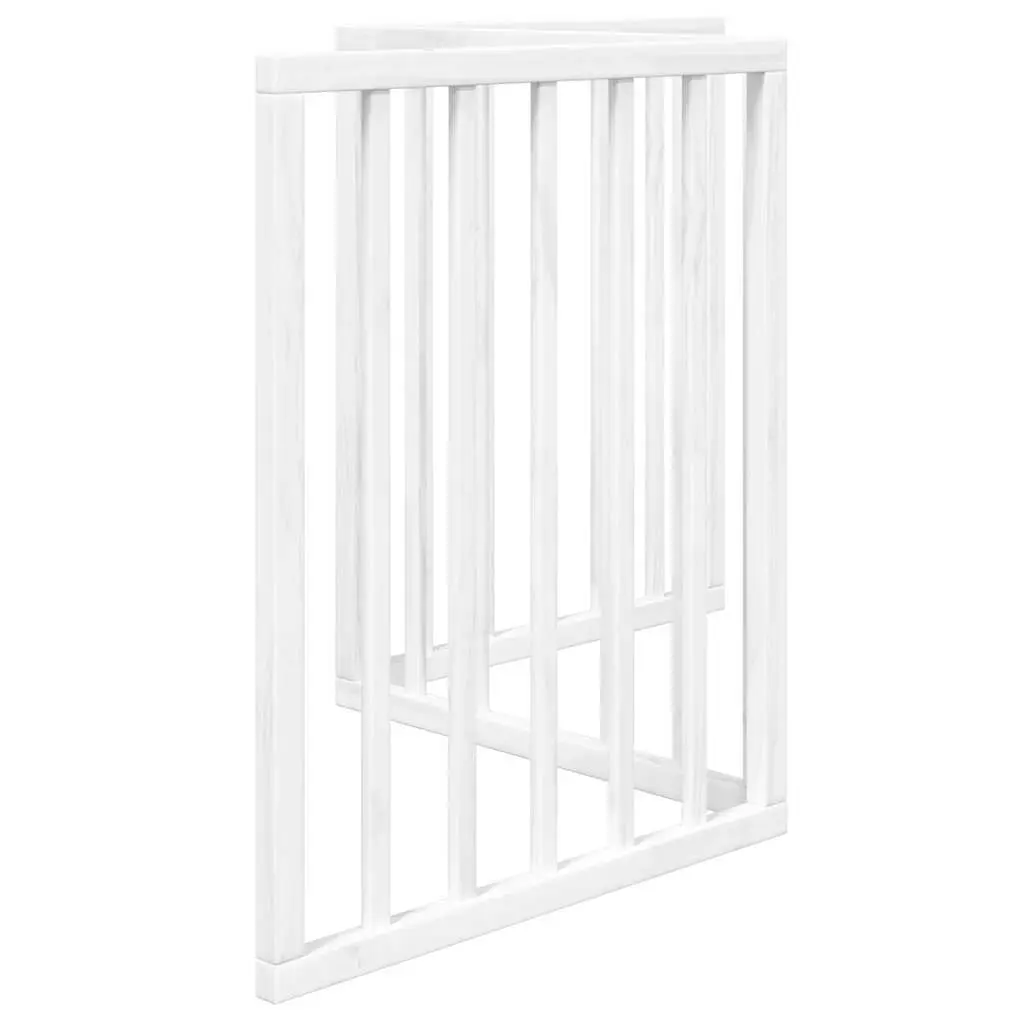 Dog Gate Foldable 3 Panels White 150cm Poplar Wood Pet Safety Barrier