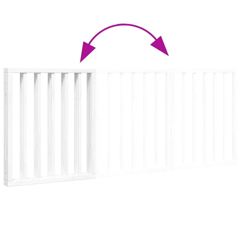 Dog Gate Foldable 3 Panels White 150cm Poplar Wood Pet Safety Barrier