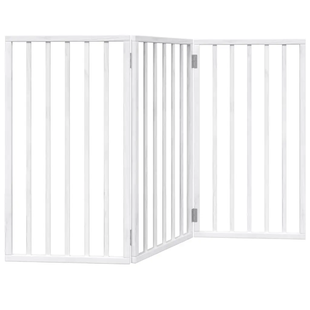 Dog Gate Foldable 3 Panels Poplar Wood 150cm White