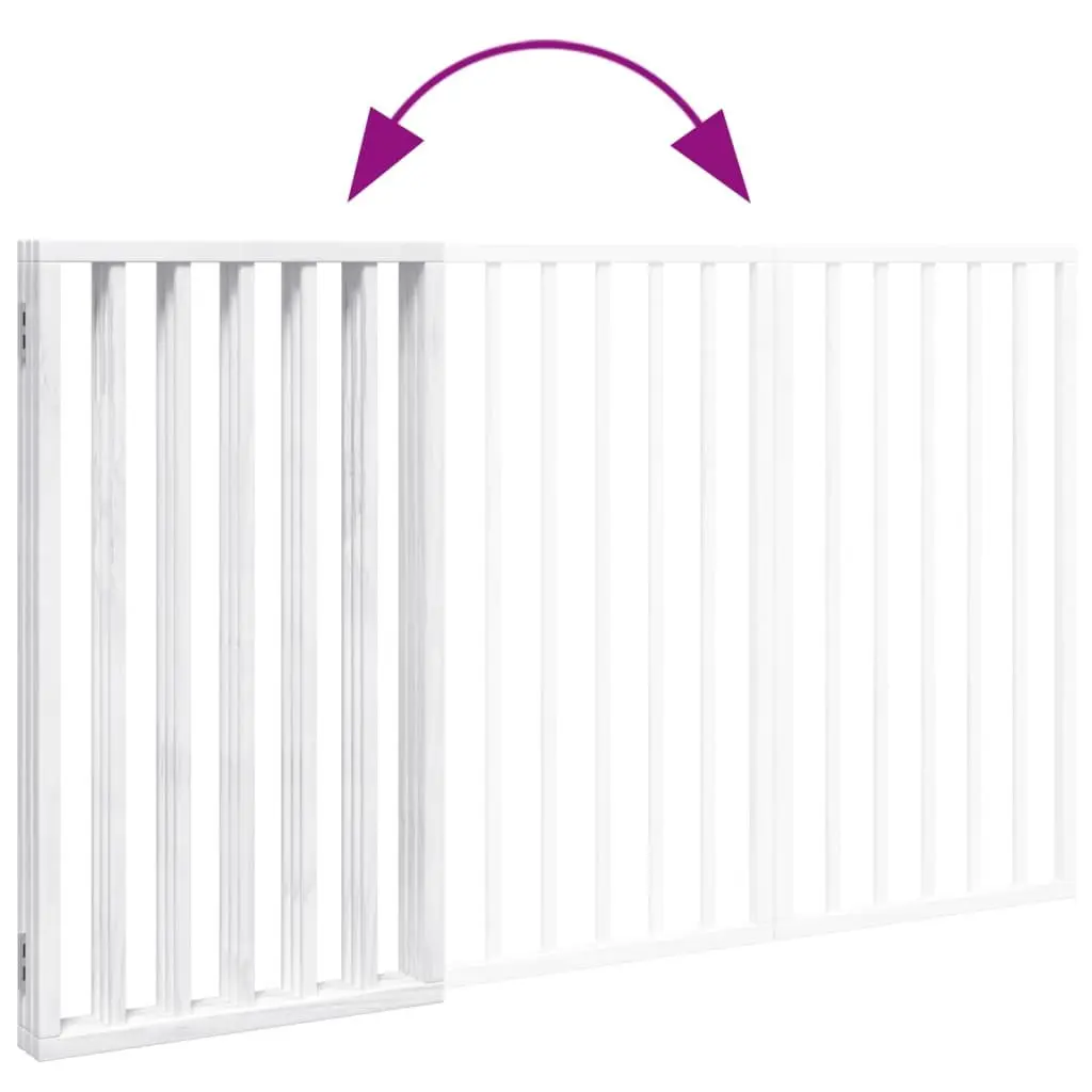 Dog Gate Foldable 3 Panels Poplar Wood 150cm White