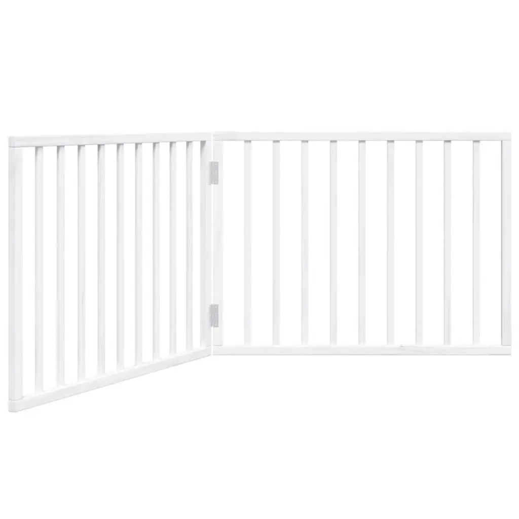 Dog Gate Foldable 2 Panels White 160cm Poplar Wood Pet Safety Barrier