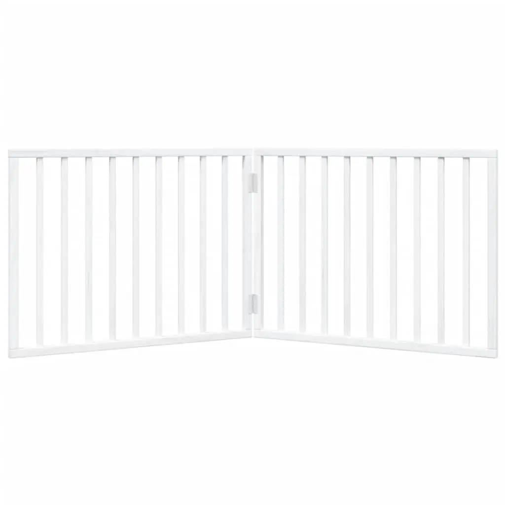 Dog Gate Foldable 2 Panels White 160cm Poplar Wood Pet Safety Barrier