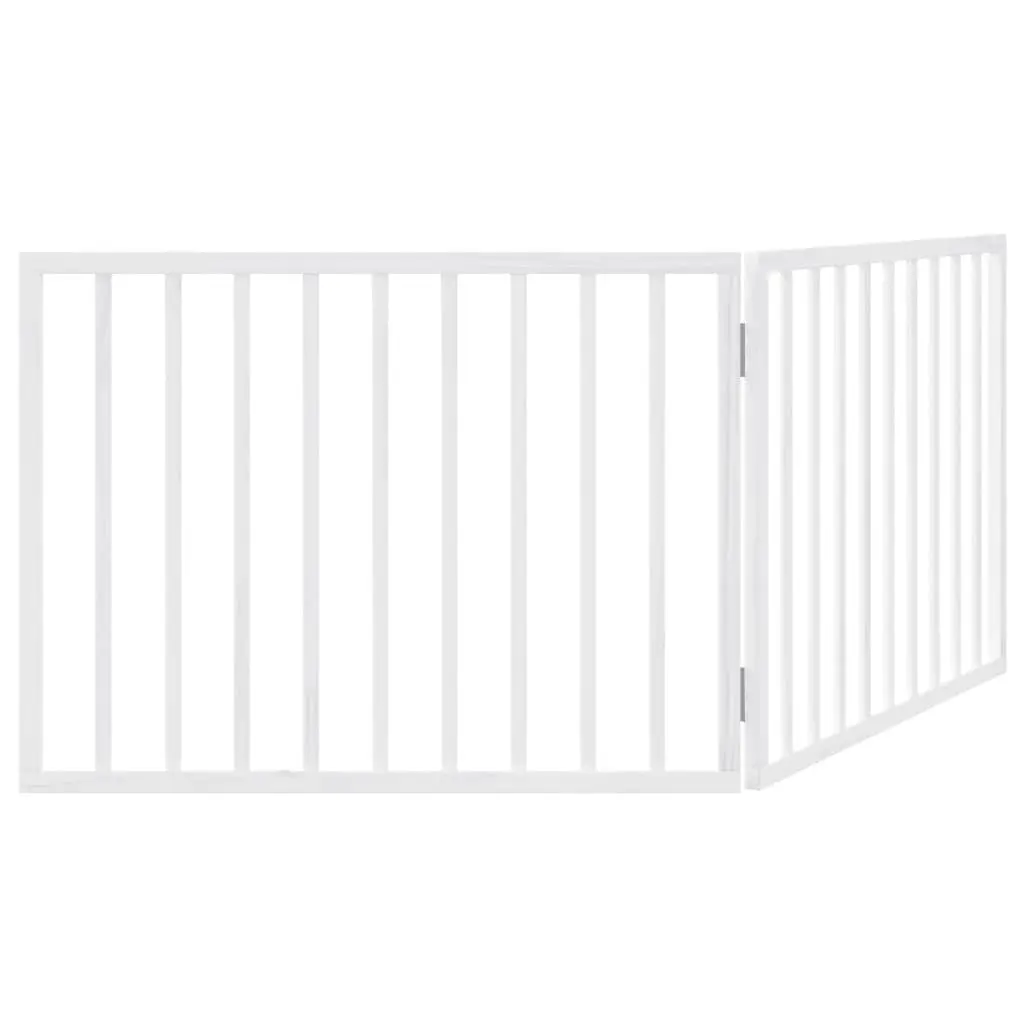 Dog Gate Foldable 2 Panels White 160cm Poplar Wood Pet Safety Barrier