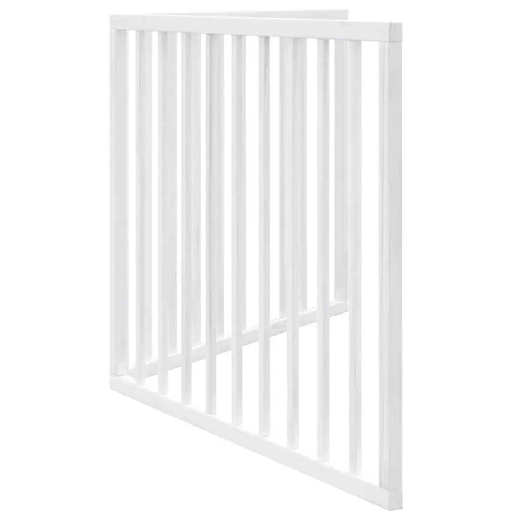 Dog Gate Foldable 2 Panels White 160cm Poplar Wood Pet Safety Barrier