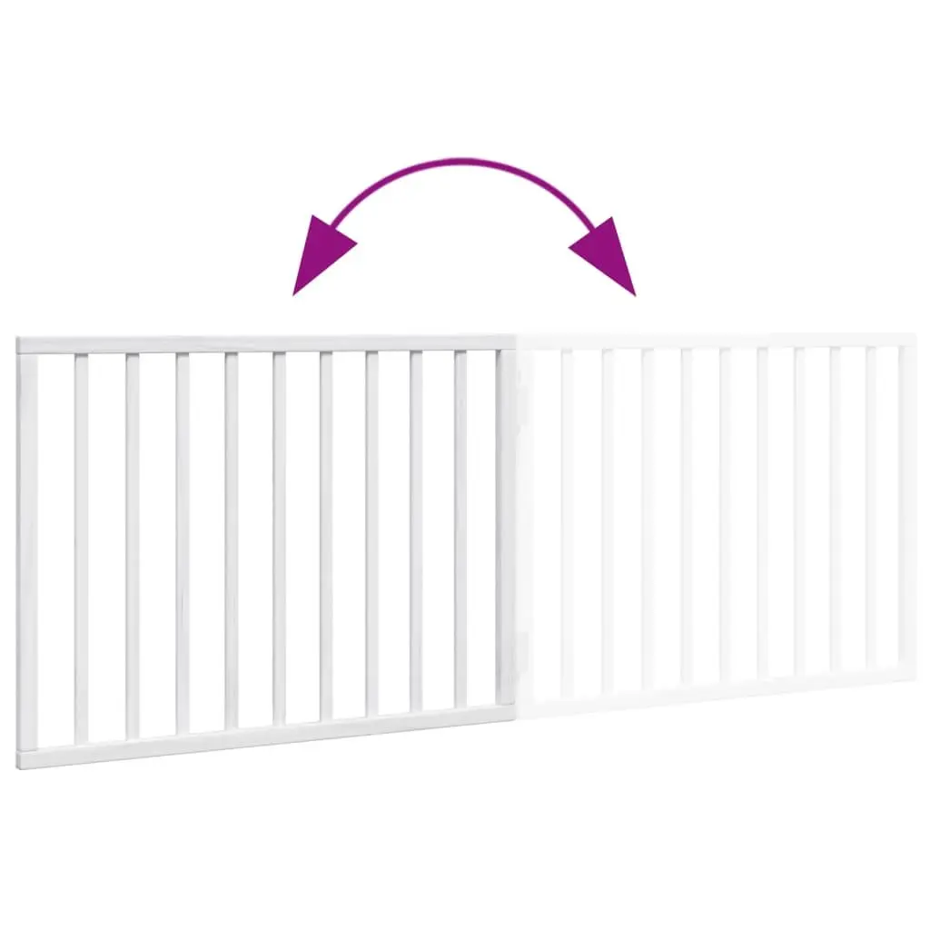 Dog Gate Foldable 2 Panels White 160cm Poplar Wood Pet Safety Barrier