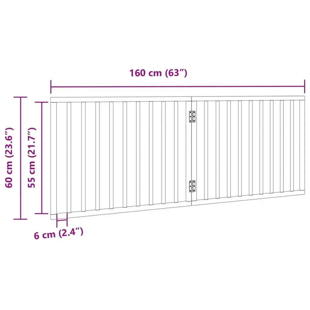 Dog Gate Foldable 2 Panels White 160cm Poplar Wood Pet Safety Barrier