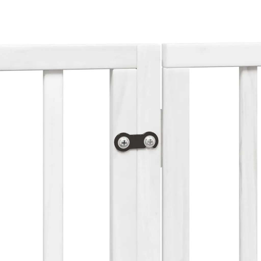 Dog Gate Foldable 4 Panels White Poplar Wood Pet Safety Barrier Door Enclosure