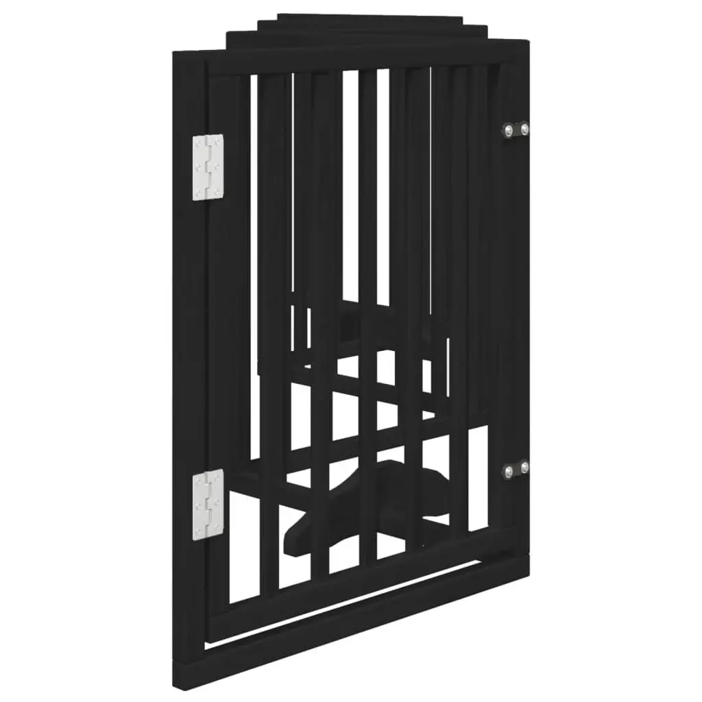Dog Gate Foldable 6 Panels Poplar Wood 300cm Black Pet Safety Barrier Door