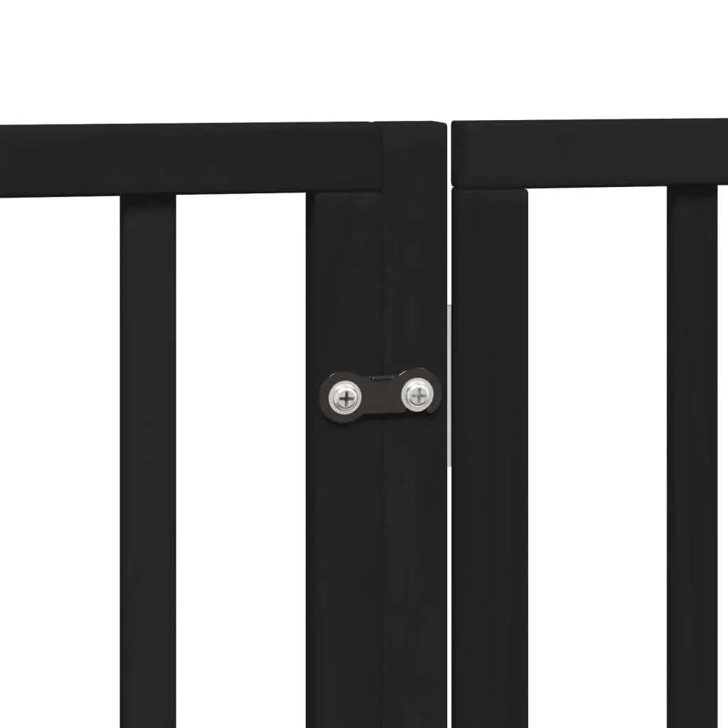 Dog Gate Foldable 6 Panels Poplar Wood 300cm Black Pet Safety Barrier Door