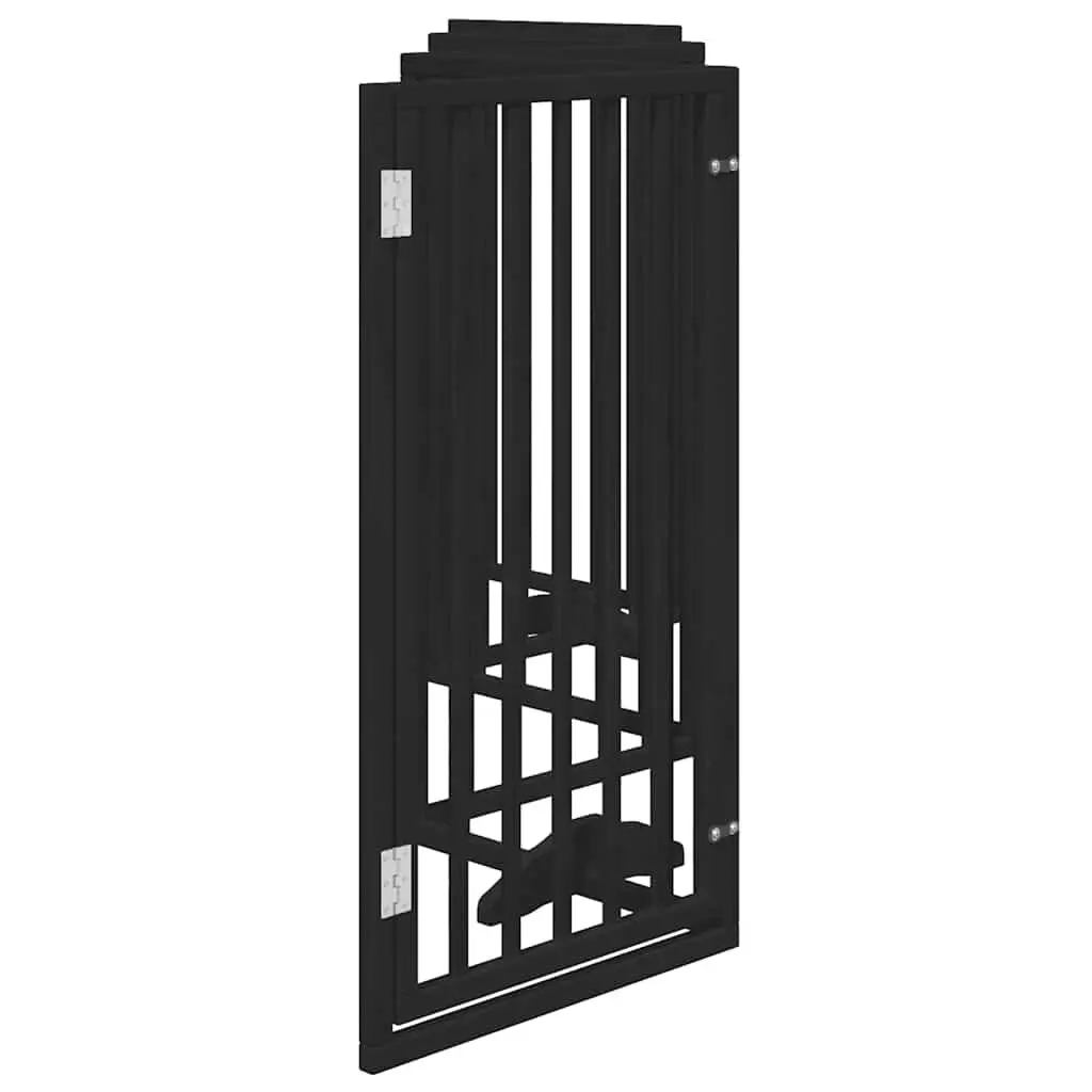 Dog Gate Foldable 6 Panels Black Poplar Wood Pet Safety Barrier Door Enclosure