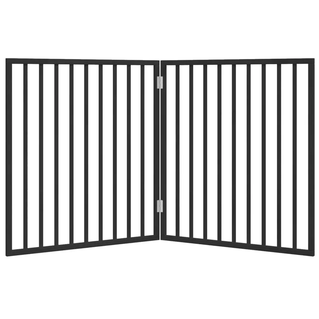 Pet Safety Barrier Foldable 2 Panels Poplar Wood 160cm Black Dog Gate