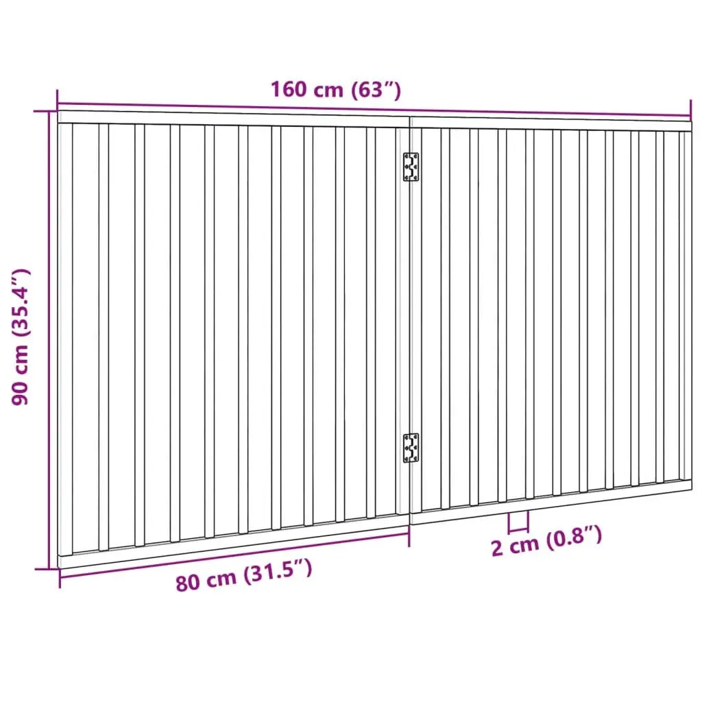 Pet Safety Barrier Foldable 2 Panels Poplar Wood 160cm Black Dog Gate