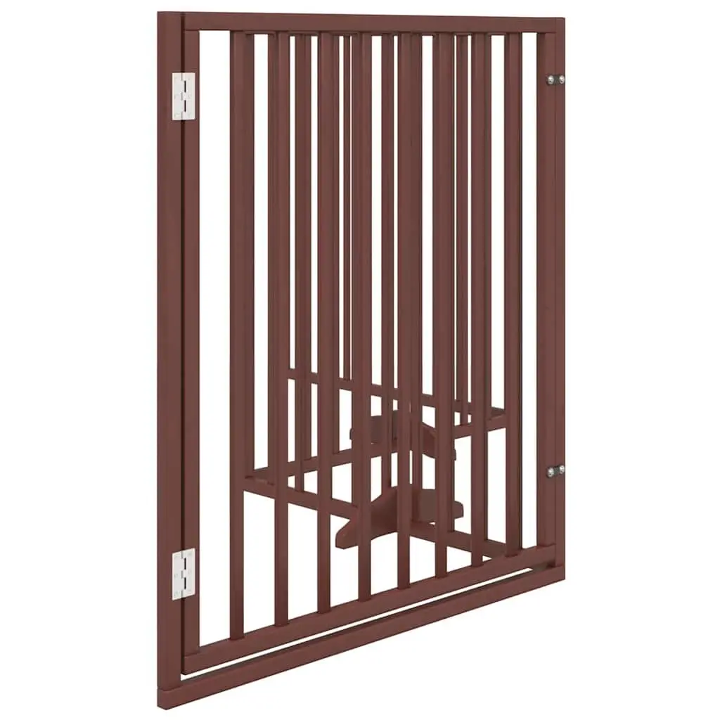 Dog Gate Foldable 4 Panels Brown 320cm Poplar Wood Pet Safety Barrier Door