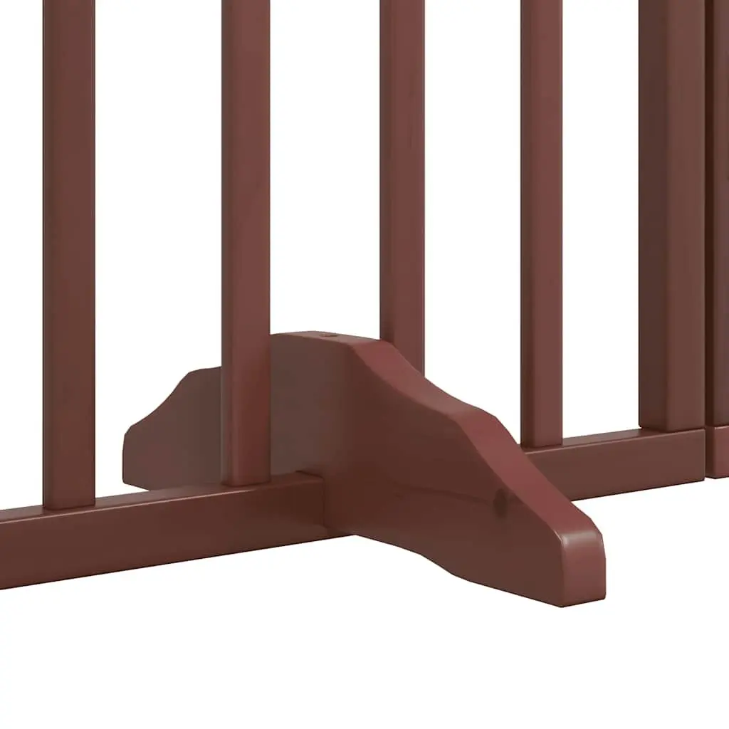 Dog Gate Foldable 4 Panels Brown 320cm Poplar Wood Pet Safety Barrier Door