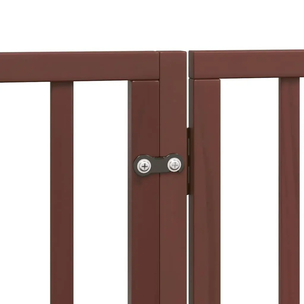 Dog Gate Foldable 4 Panels Brown 320cm Poplar Wood Pet Safety Barrier Door