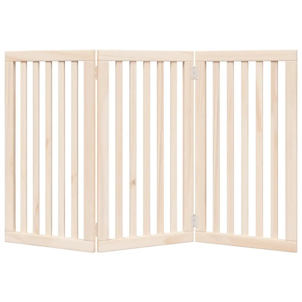 Pet Safety Barrier Foldable 3 Panel Dog Gate 150 cm Brown Poplar Wood