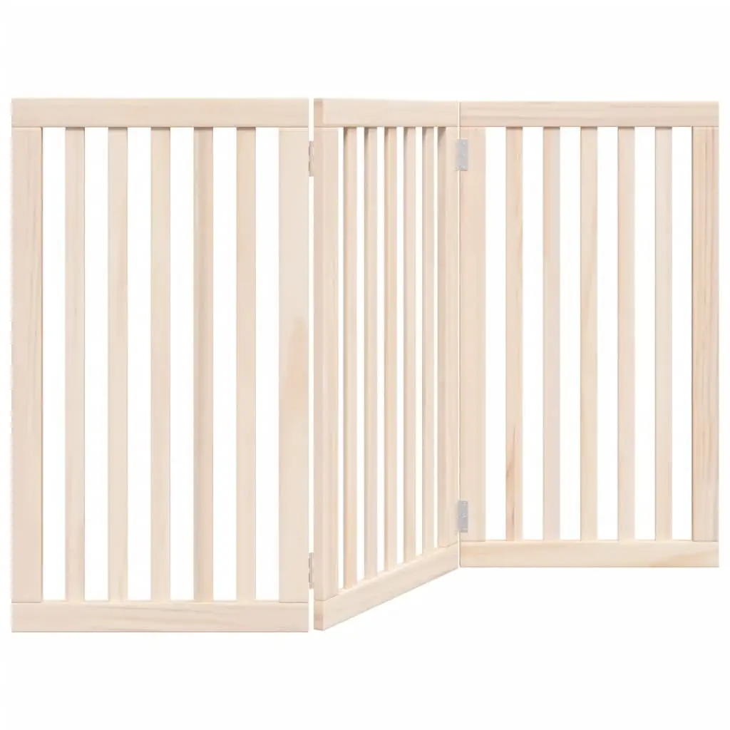 Pet Safety Barrier Foldable 3 Panel Dog Gate 150 cm Brown Poplar Wood
