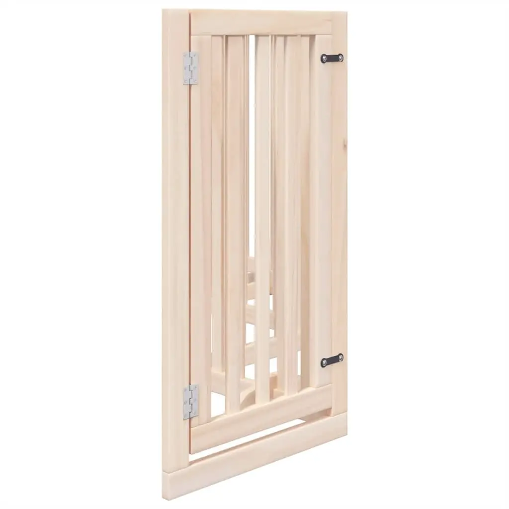 Dog Gate Foldable 6 Panels Poplar Wood 300cm Brown Pet Safety Barrier with Door Lock