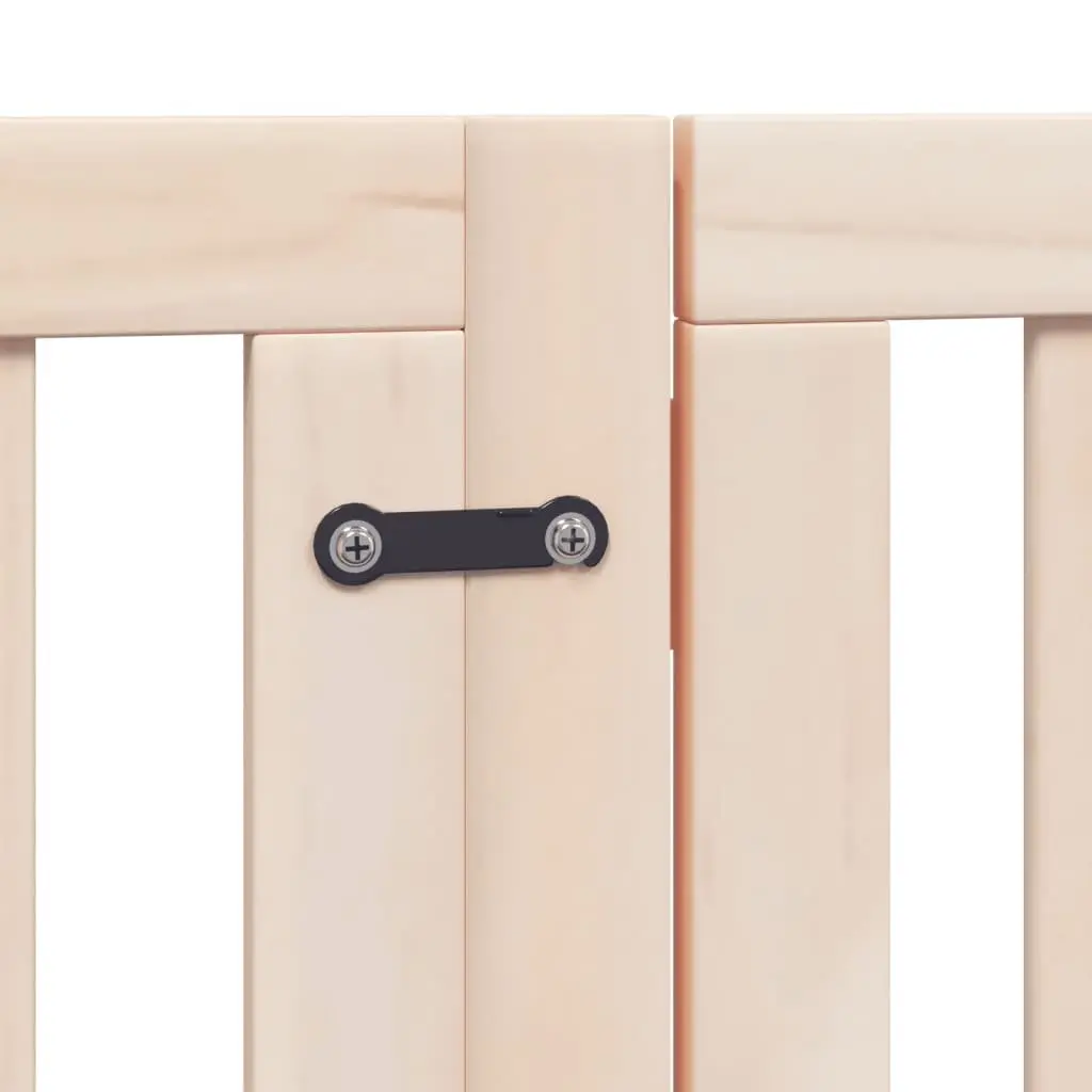Dog Gate Foldable 6 Panels Poplar Wood 300cm Brown Pet Safety Barrier with Door Lock