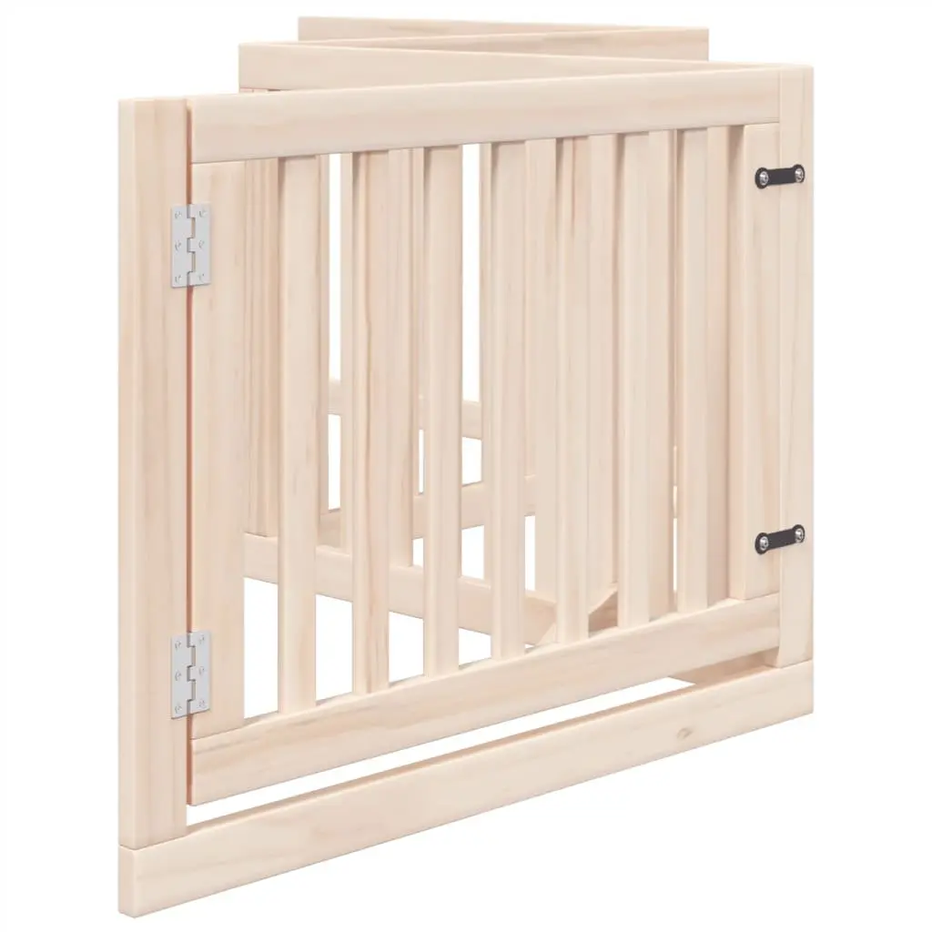 Dog Gate Foldable 4 Panels 320cm Poplar Wood Pet Safety Barrier Door Lock