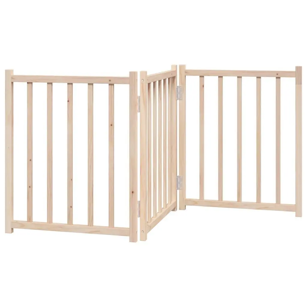 Dog Gate Foldable 3 Panels 150 cm Solid Wood Fir Pet Safety Barrier