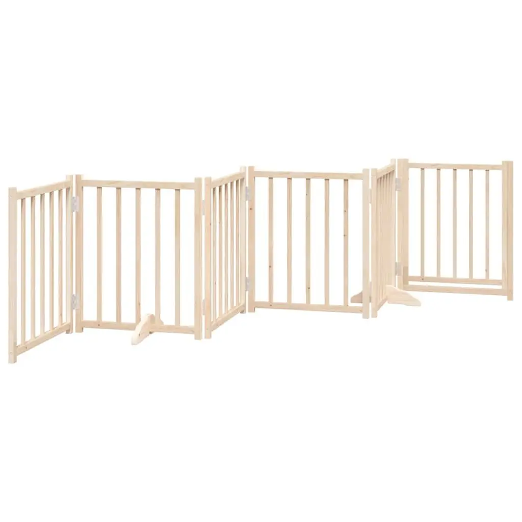 Dog Gate Solid Wood Foldable 6 Panels 300 cm Brown