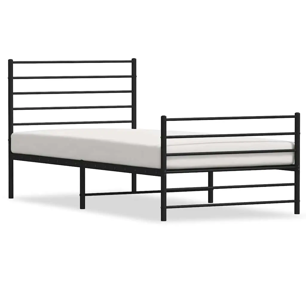 Metal Bed Frame King Single 107x203 cm Black Footboard Bedroom Furniture