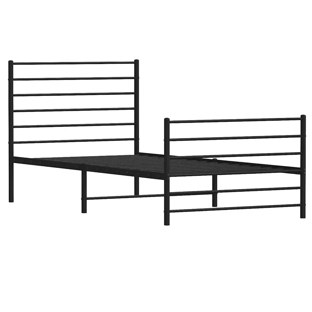 Metal Bed Frame King Single 107x203 cm Black Footboard Bedroom Furniture