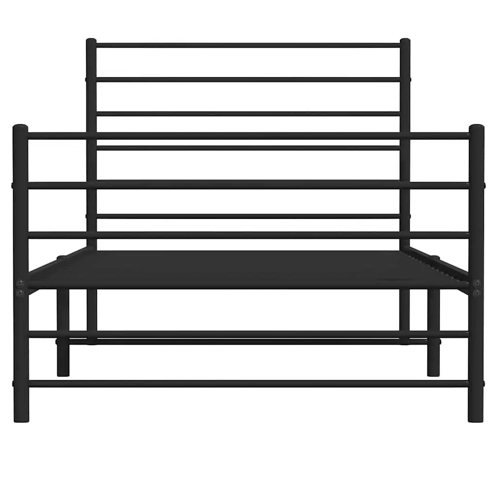 Metal Bed Frame King Single 107x203 cm Black Footboard Bedroom Furniture
