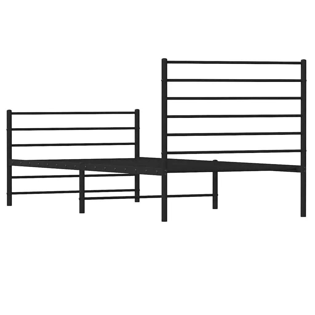 Metal Bed Frame King Single 107x203 cm Black Footboard Bedroom Furniture