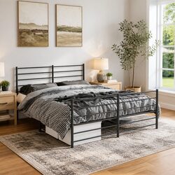 Functional Metal Bed Frame 150x200 cm for Everyday Use