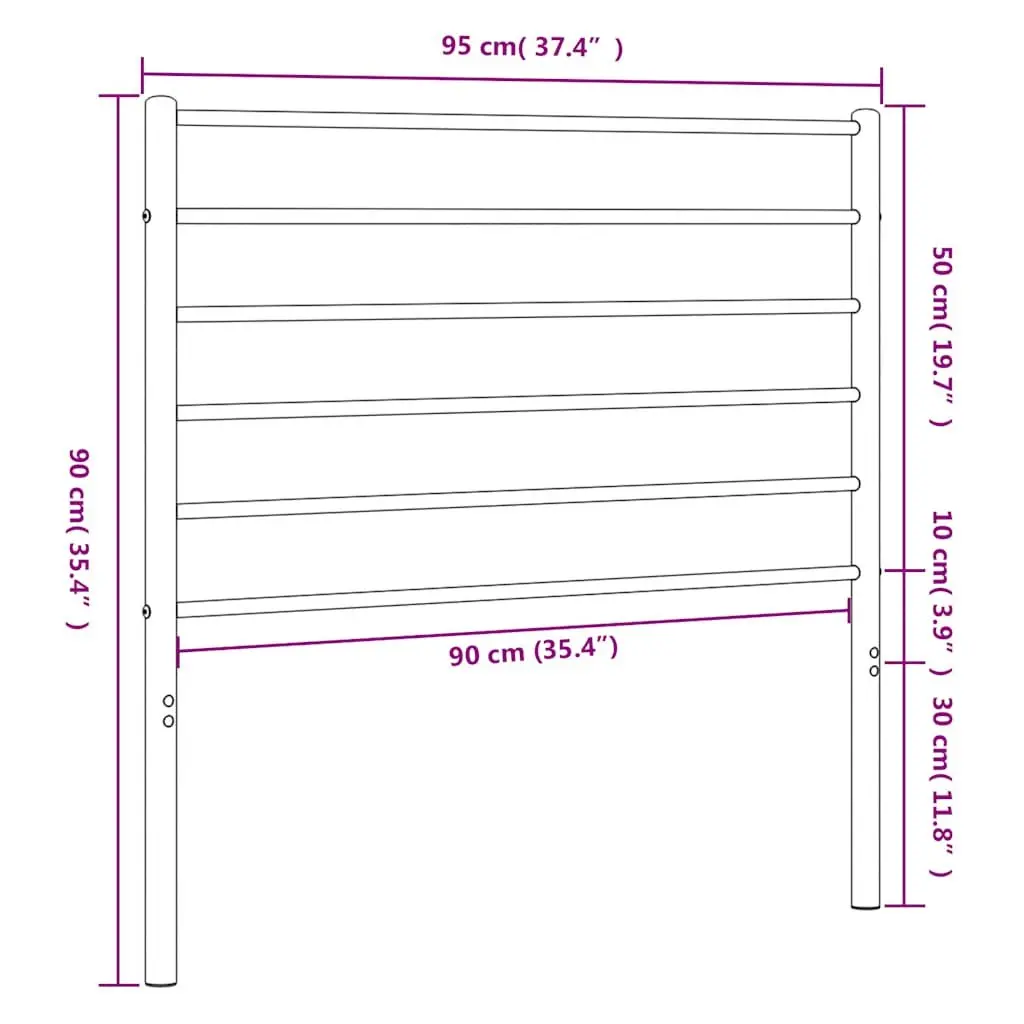 90 cm Black Metal Headboard for Beds