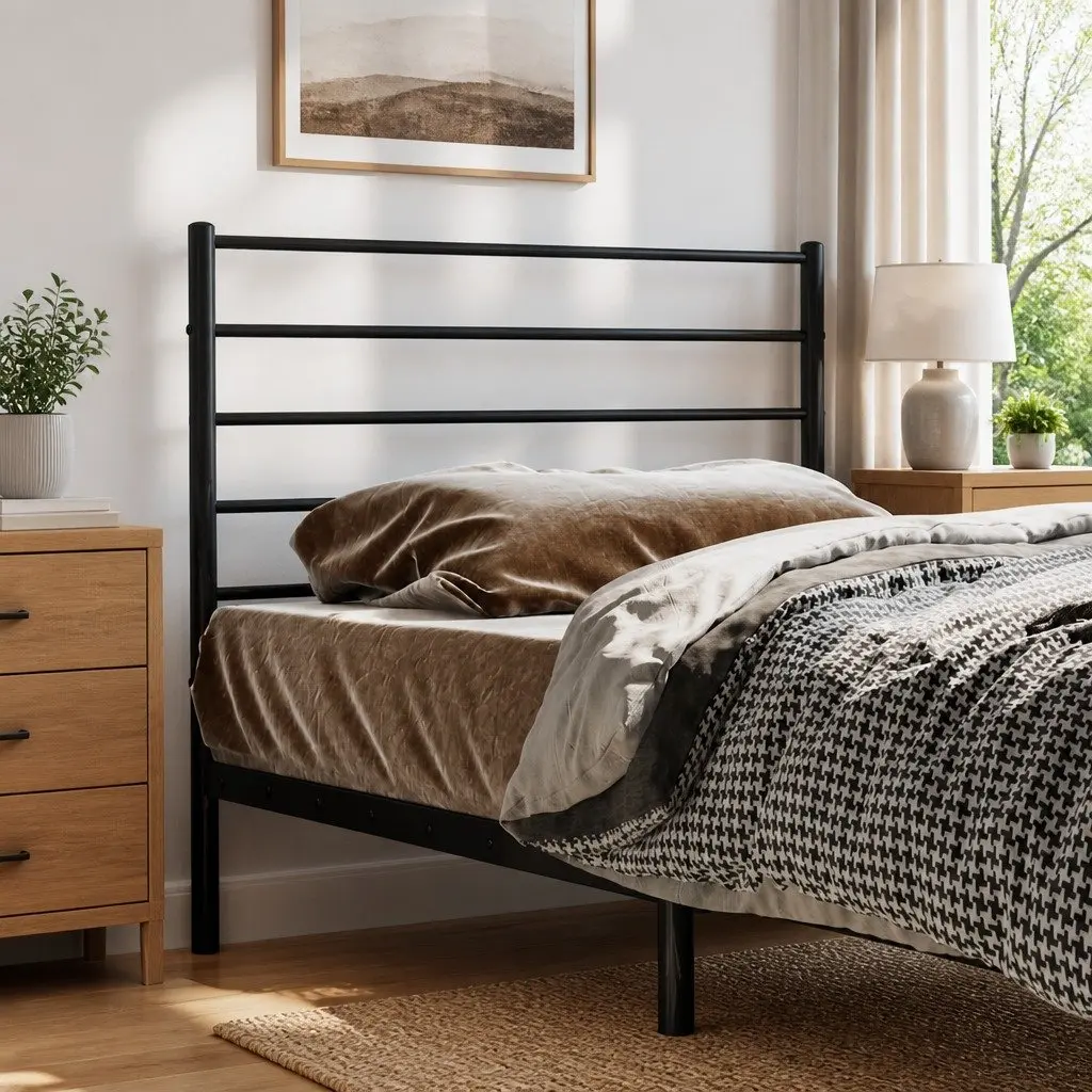 Black Metal Headboard 107cm for Home Use