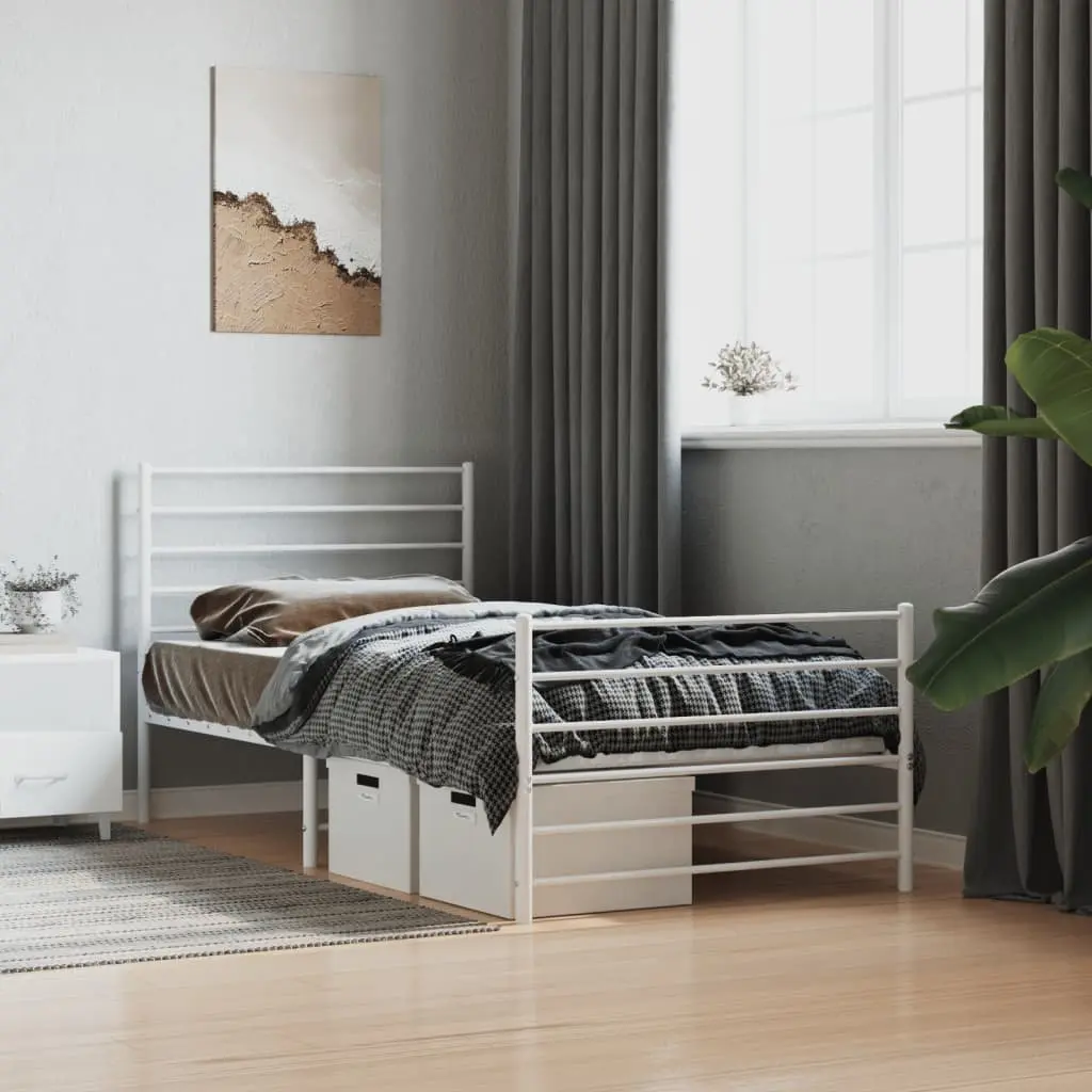 King Single Metal Bed Frame 107x203 cm White