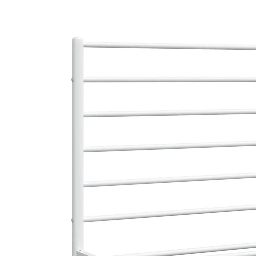 Metal Bed Frame Powder-coated Steel 150x200 cm White with Footboard Headboard