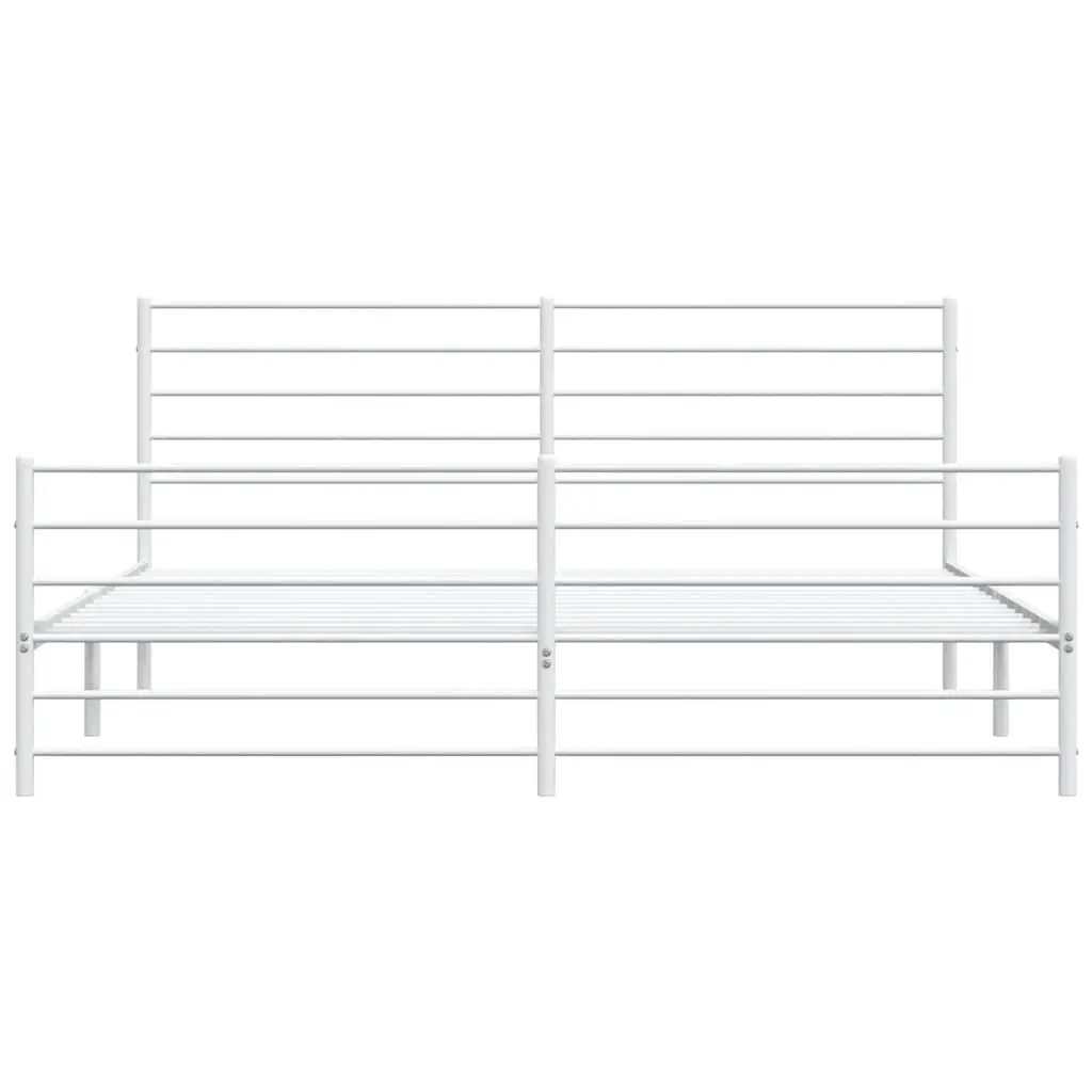 Metal Bed Frame King Size 183x203 cm Powder-coated Steel White