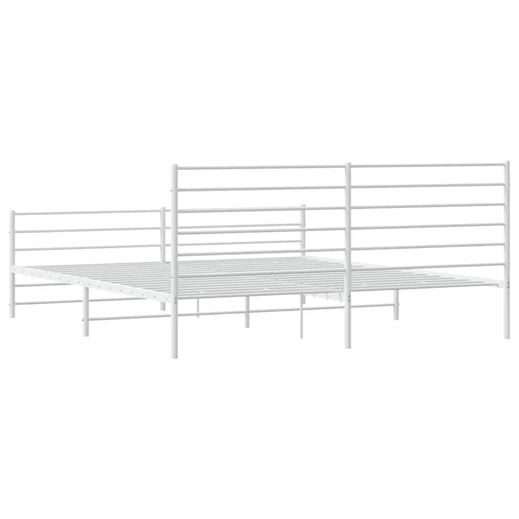Metal Bed Frame King Size 183x203 cm Powder-coated Steel White