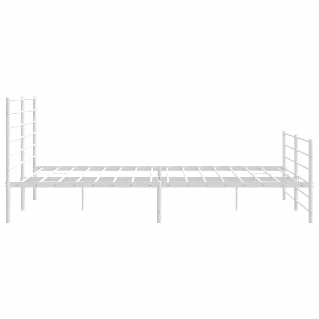 Metal Bed Frame King Size 183x203 cm Powder-coated Steel White