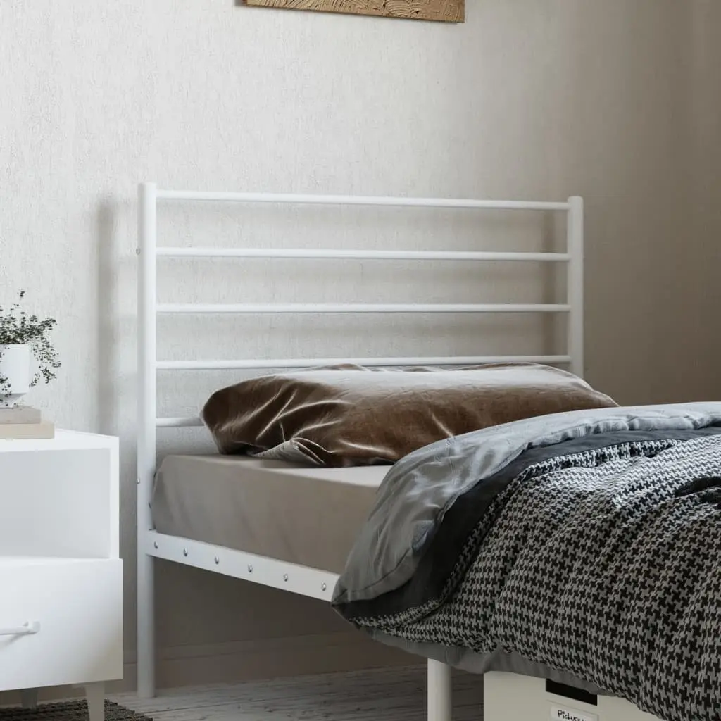 White Metal Headboard 90cm Sturdy Powder Coated Steel Construction Bedroom Furniture