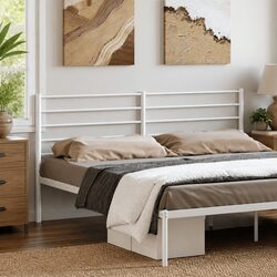 Metal Headboard White 180cm Bed Frame Header Bedroom Furniture Support