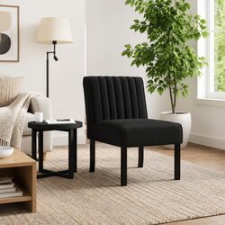 Versatile Black Velvet Slipper Chair for Any Room