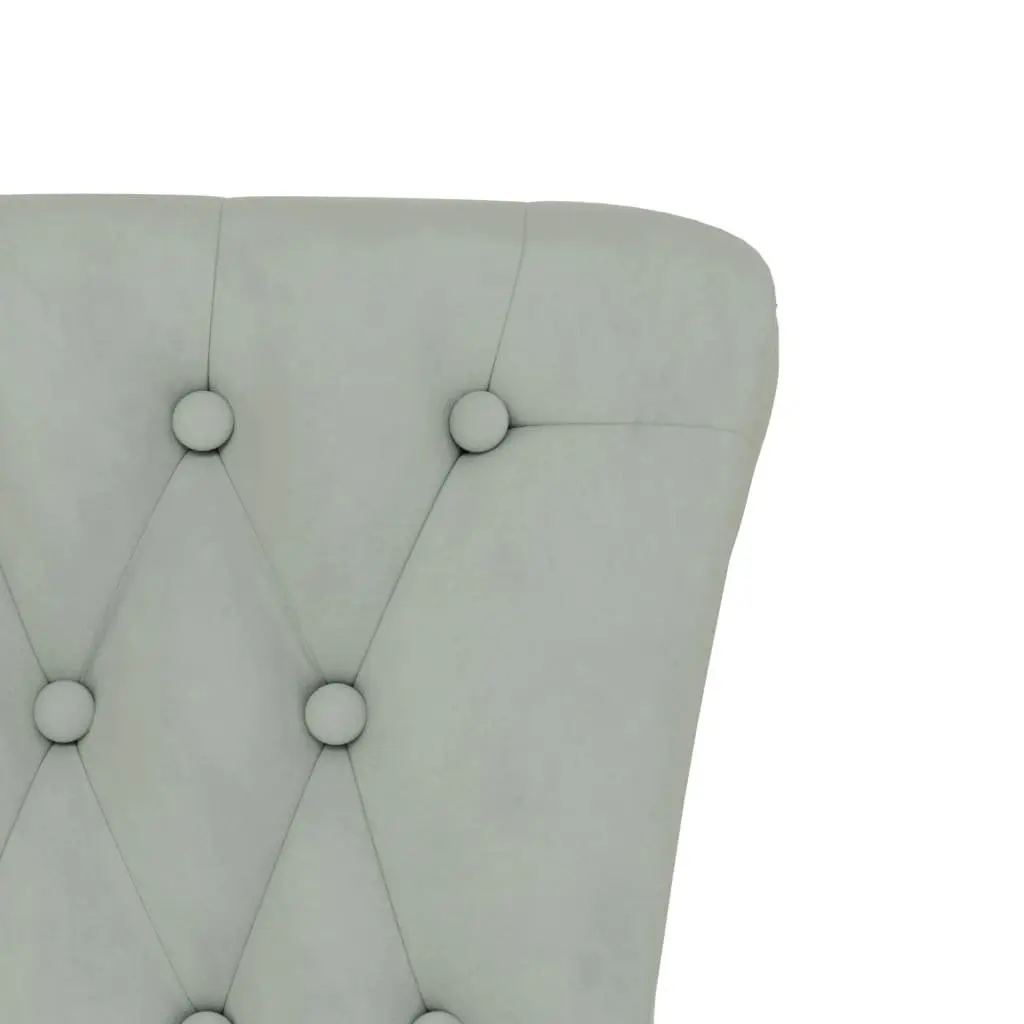 High Back Armchair Velvet Light Grey Button Tufted Accent Chair