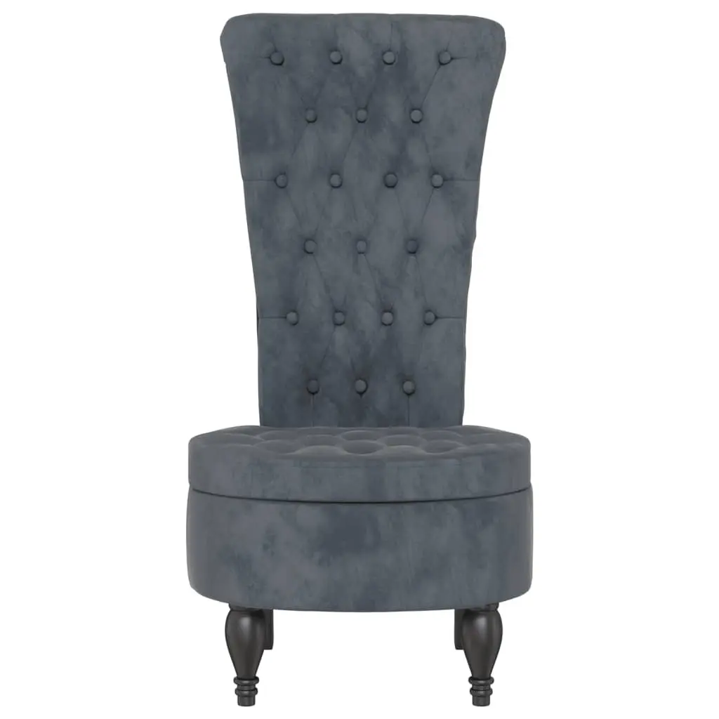 Accent Chair Velvet Upholstered High Back Dark Grey with Button Detail for Living Space