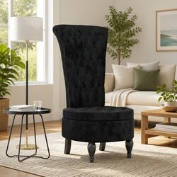 Black Velvet High Back Arm Chair