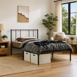 Functional Black Steel Bed Frame for King Single Setup