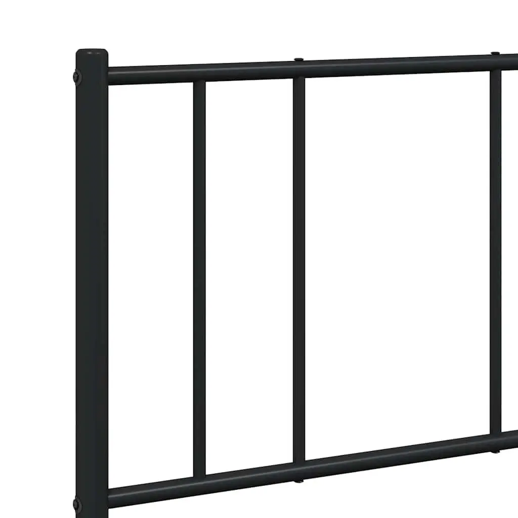 Metal Bed Frame 135x190 cm with Headboard Slatted Base Black Bedroom Furniture