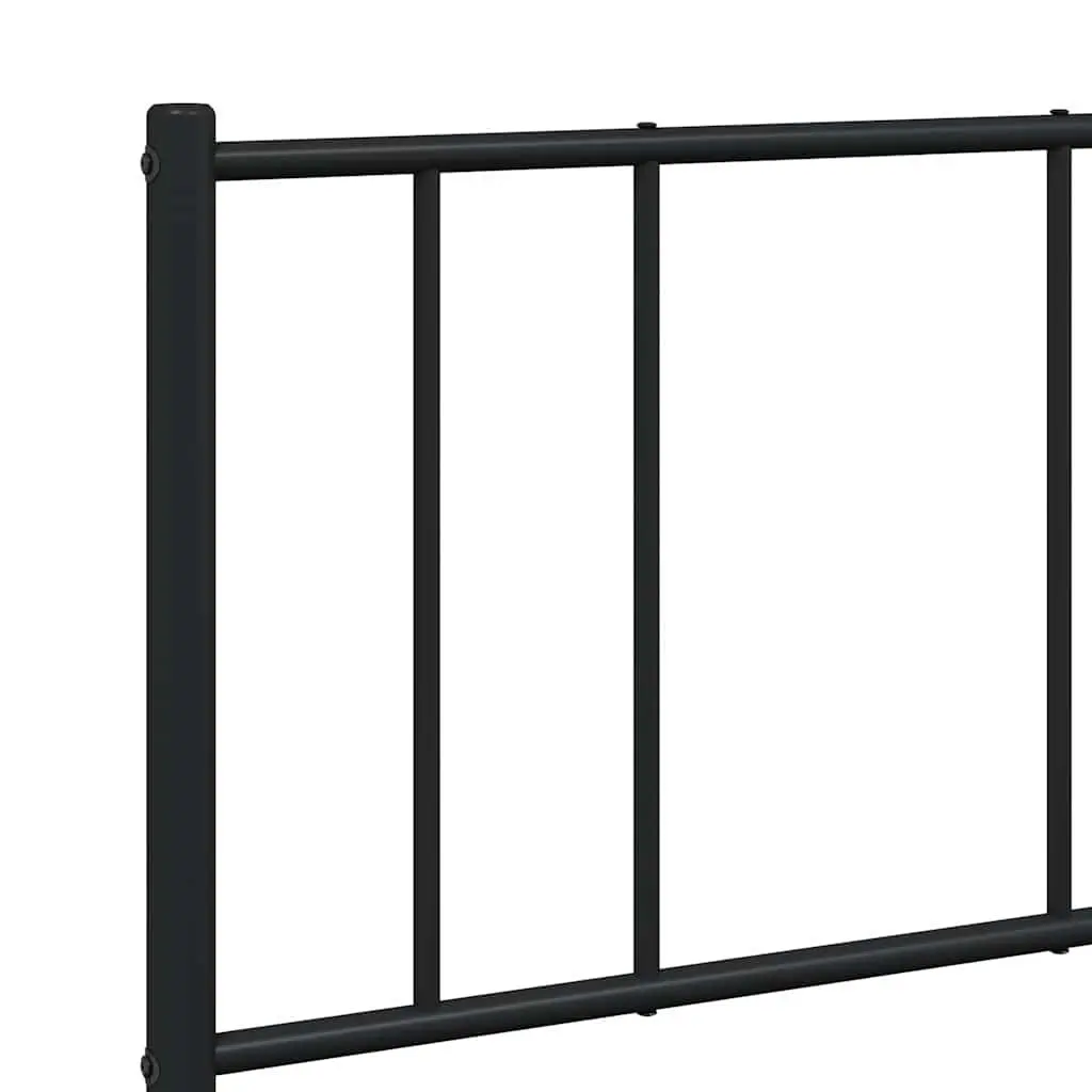 Metal Bed Frame 150x200 cm with Footboard Slatted Base Black Bedroom Furniture