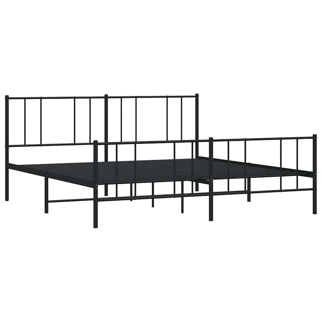 Metal Bed Frame King Size Powder-coated Steel 183x203cm Black